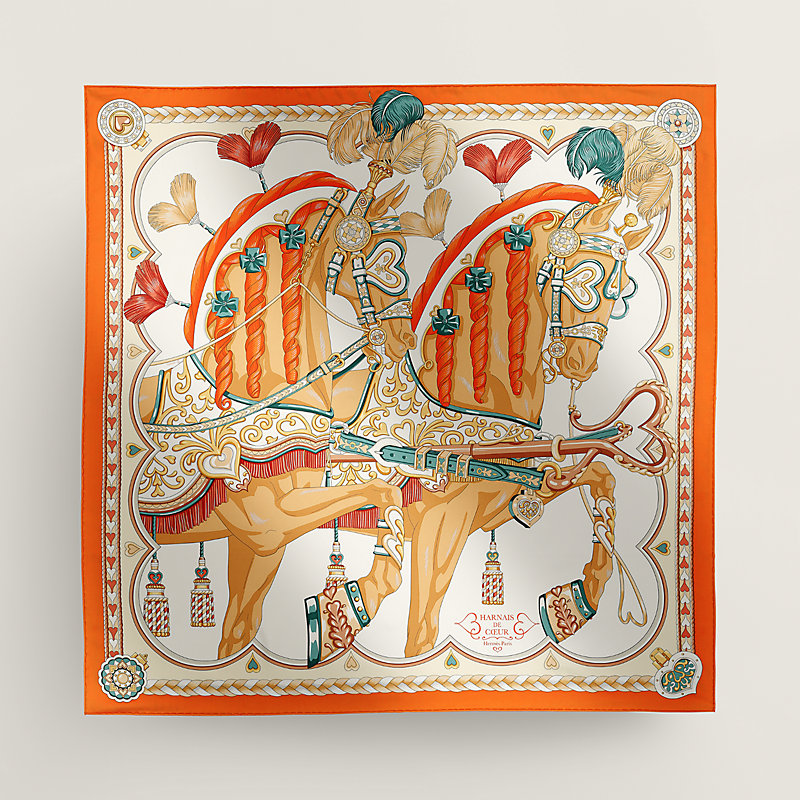 優雅に結ばれた愛 HERMES Carre 90 Harnais de Coeur スカーフ Harnais de Coeur scarf 90 | Hermès Mainland China